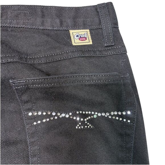 Cruel Girls Low Rise Relaxed Fit Jeans Black Size 11 Long Jeweled Pockets - Picture 4 of 8